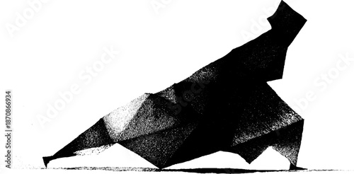 Abstract geometric panther leaping silhouette in black and white