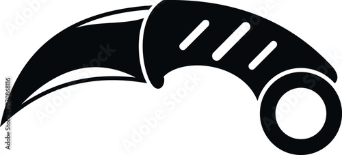 Curved karambit knife icon with a black blade and handle