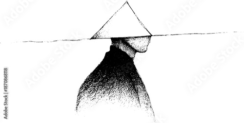 Abstract illustration of asian figure with traditional hat and minimalist design