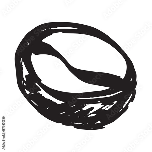 Hand drawn fresh roasted coffee bean Arabica robusta seed doodle Single element for print, web, design, decor