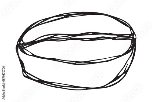 Hand drawn fresh roasted coffee bean Arabica robusta seed doodle Single element for print, web, design, decor