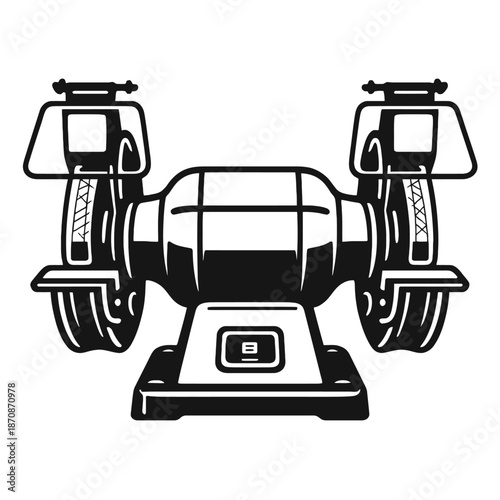 Robust Dual-Wheel Bench Grinder Illustration: A High-Performance Industrial and Workshop Power Tool Designed for Precision Sharpening Blades, Grinding Metal, Deburring, and Polishing Tasks in Garages
