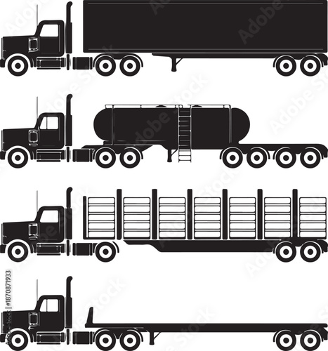 black truck silhouettes side views