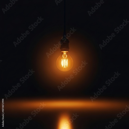 Wallpaper Mural Warm golden light bulb hanging in total darkness providing a central focal point of inspiration and bright creative energy Torontodigital.ca