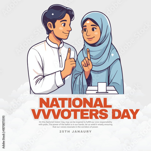 National Voters Day Social Media Post Design – Diverse Indian Youth Voting Awareness Vector