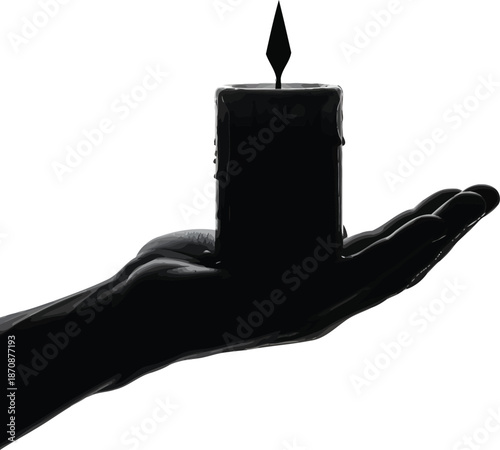 Candle In Hand Memorial Dark Silhouette Vector