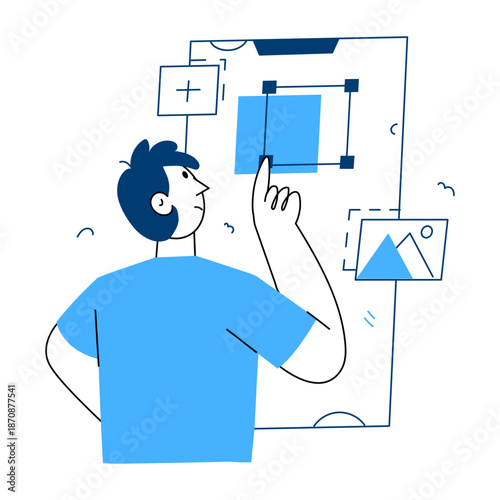 A hand drawn style illustration showing a software update