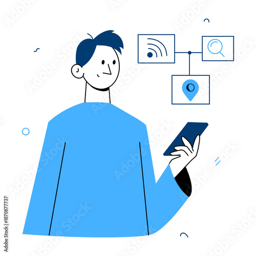 A hand drawn style illustration showing a software update