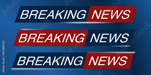 Breaking news titles and banners vector set for TV broadcast, journalism, live streaming, and digital media.