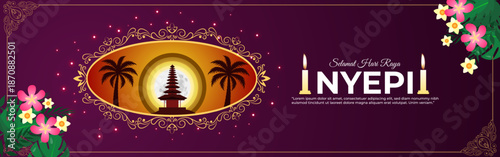 Vector illustration of Selamat hari raya Nyepi social media template