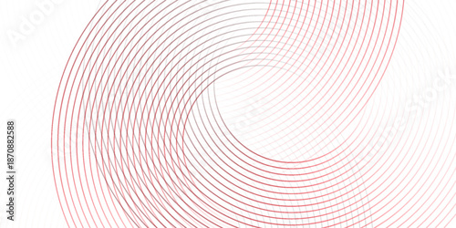 Collection of red concentric circles. Collection of radial sound wave or sonar rings. Pack of radar icon symbols, targets, dashed lines, halftones.