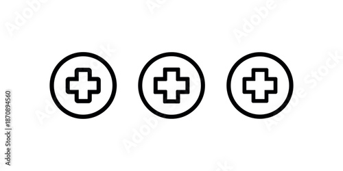 Three plus symbols inside circles indicating addition, medical care or positive choice