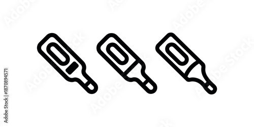 Three black outlined thermometer icons on a clean white background, representing temperature