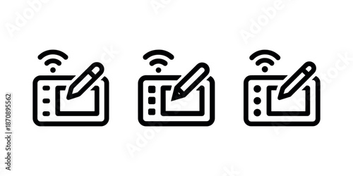 Graphic tablet icon vector, digital drawing pad with stylus for art and design work symbol