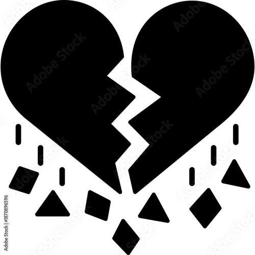 Broken Heart Glyph Icon – Heartbreak, Love, and Romantic Symbol for Valentine’s Day, Relationships, and Emotional Design