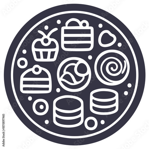 Desserts and Sweets in a Circular Arrangement