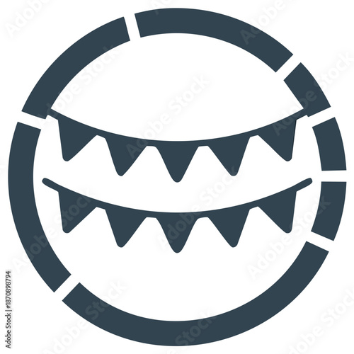 Festive Bunting Flags Inside a Circular Broken Ring Symbol