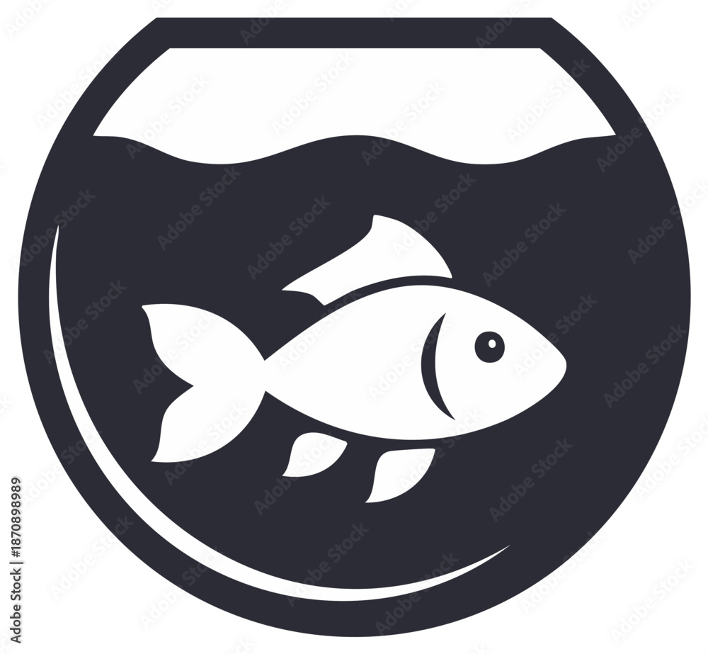 Obraz premium Icon of a Goldfish Swimming in a Bowl of Water. Pet Shop Graphic in Vector Art