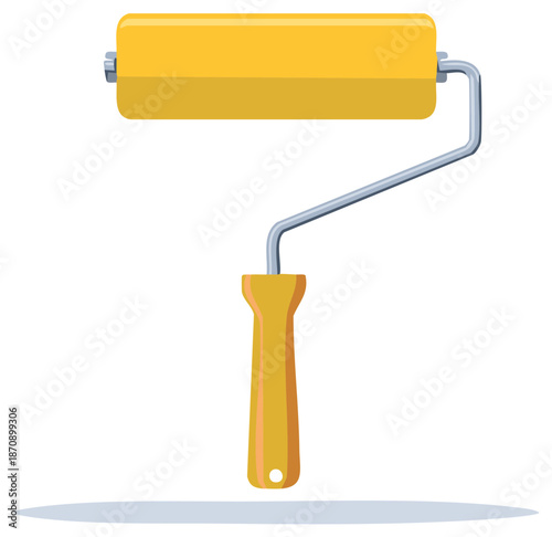 Yellow Paint Roller Tool for Wall Coloring, Interior Painting, and House Renovation