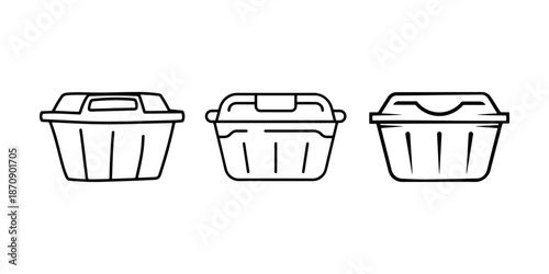 Disposable takeout food container icons vector illustration set catering packaging symbols graphic