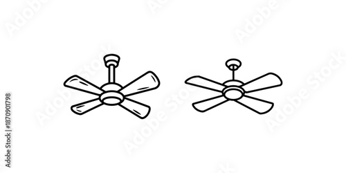 Ceiling fan icons vector illustration set home appliance ventilation air circulation symbols outline