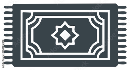 Islamic prayer rug icon with geometric star pattern and tassels