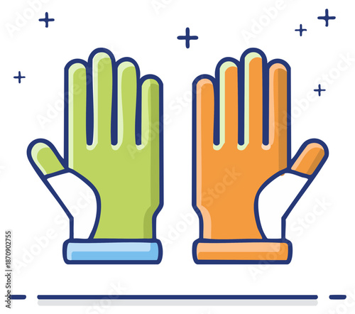 Gardening Gloves Pair Brightly Colored for Outdoor Work Protective Handwear