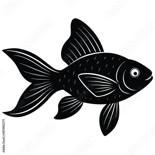 Fishes, silhouette vector icons, ocean, river or sea and lake fishing fish. Pike, tuna or crucian, swordfish and flounder, carp, sheatfish and bream, perch and pike