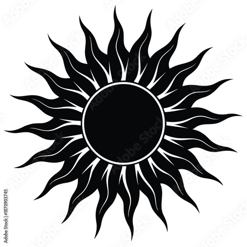 Set of sun icon in silhouette design