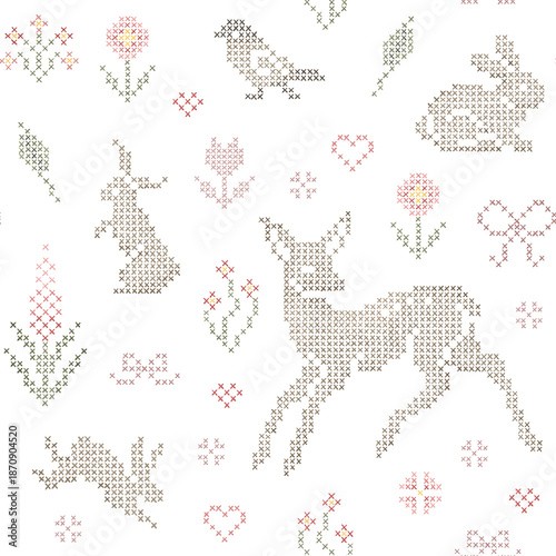 Foto Seamless pattern with cross stitches elements