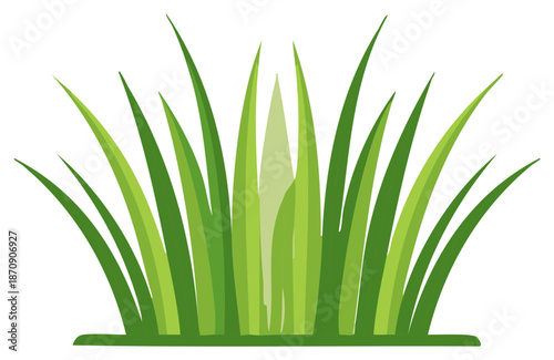 Vibrant green grass tuft illustration with sharp blades in a simple flat cartoon style