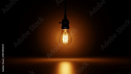 Wallpaper Mural Glowing light bulb hanging from a cord in the dark symbolizing innovation and hope through its warm golden radiance Torontodigital.ca
