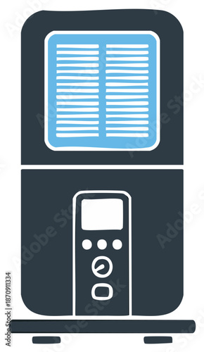 Air purifier with control panel and air filter, hand drawn design