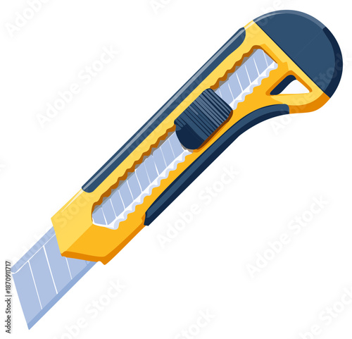 Sharp utility knife with retractable blade and blue sliding mechanism for precise cutting and crafting