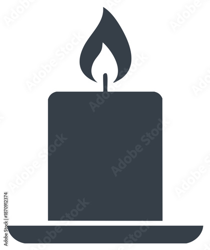Stylized Candle Illustration with Flickering Flame, Symbol of Light and Celebration
