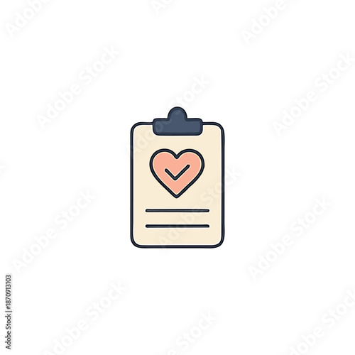 Mental Health Checklist Icon – Clipboard with Heart