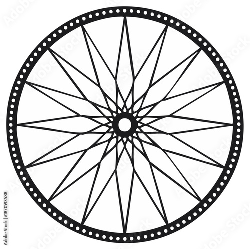Bicycle wheel with spoke design in black and white