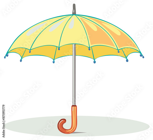 Cheerful Yellow Cartoon Umbrella Protecting from Rain Showers and Storms, Weather Accessory