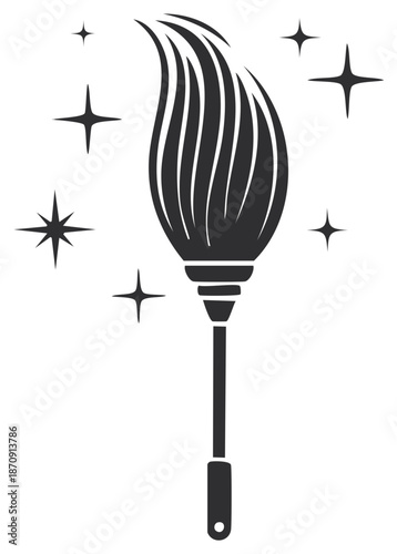 Mop Cleaning Tool with Sparkling Stars Vector Icon Symbolizing Hygiene and Freshness