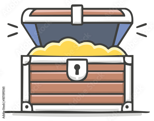 Open Treasure Chest Filled with Gold Coins and Jewels