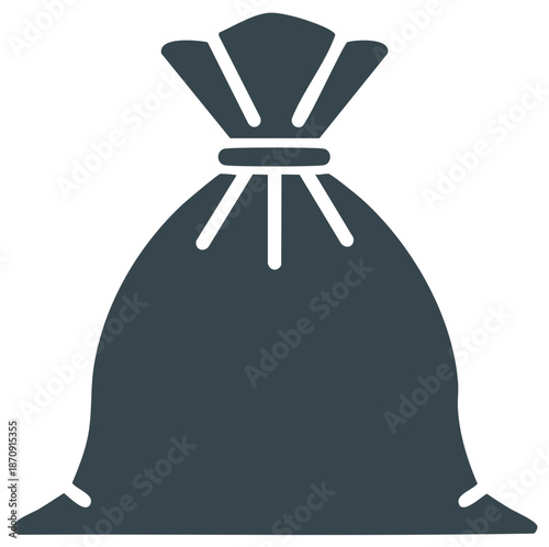 Simple flat design icon of a full tied sack for garbage money or goods