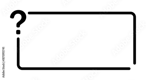 Black question mark in minimalist box frame design.