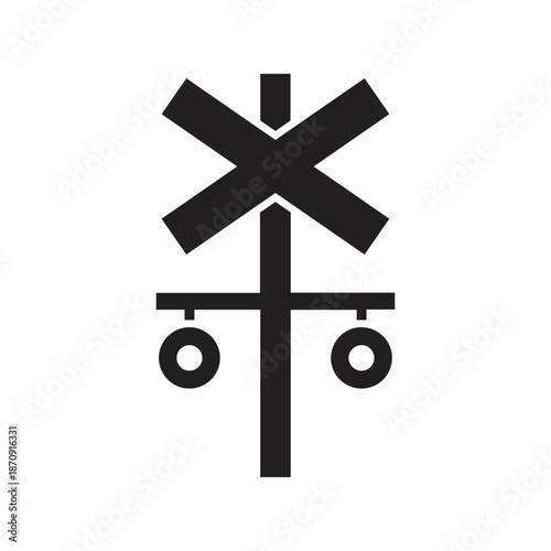 Railroad crossing sign, isolated on white background. vector illustration
