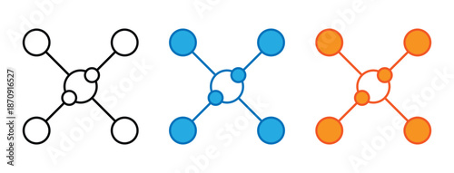 Abstract Molecular Structure Icon Set on White Background