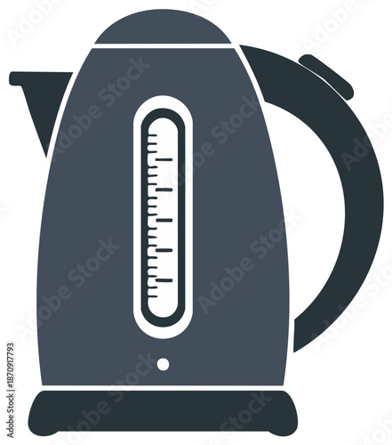 Blue electric kettle illustration for boiling water at home and making tea or coffee