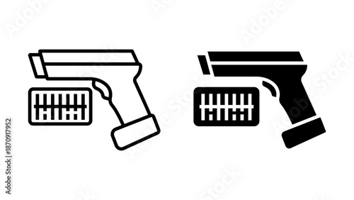 Barcode scanner icon Set. A simple illustration of a barcode scanner in both. Useful for e-commerce designs, shop layouts, or depicting scanning processes.