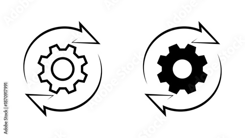 Config icon set. symbolizing rotation, process, automation, or settings. Minimalist design suitable for use in website and app design.