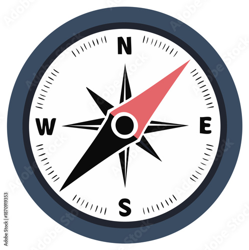 Navigational Compass Rose Indicating Direction with North South East West and Pointer