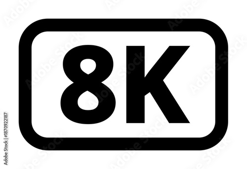 8k resolution icon on white background.