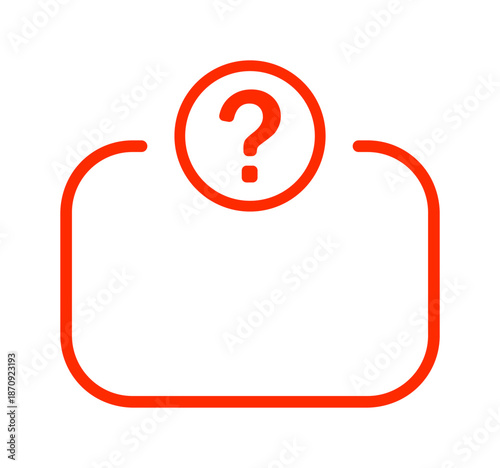 Red question mark on rectangular border sign.